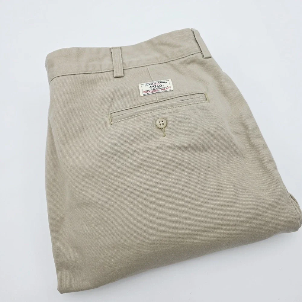 VTG Polo Ralph Lauren Hammond Pants Men 40X32 (Fit 38X31.5) Beige Pleated Cuffed